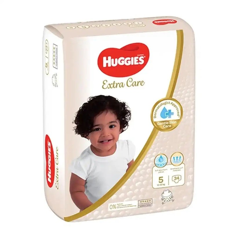 Huggies Extra Care Baby Diaper, Size 5- 34pcs
